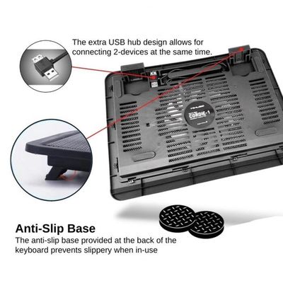 Suporte Notebook Cooler Gamer Led Ergonomico Base Refrigerado Ventilador Silencioso Usb Preto