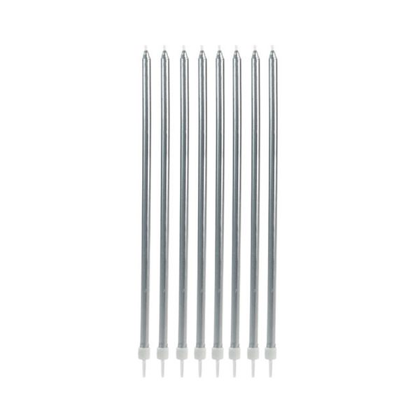 Vela Palito Silver Gigante Metalizada Prata