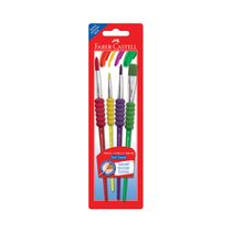 Kit Pincel Escolar Faber-Castell Soft Touch Colorido com 4 Tamanhos