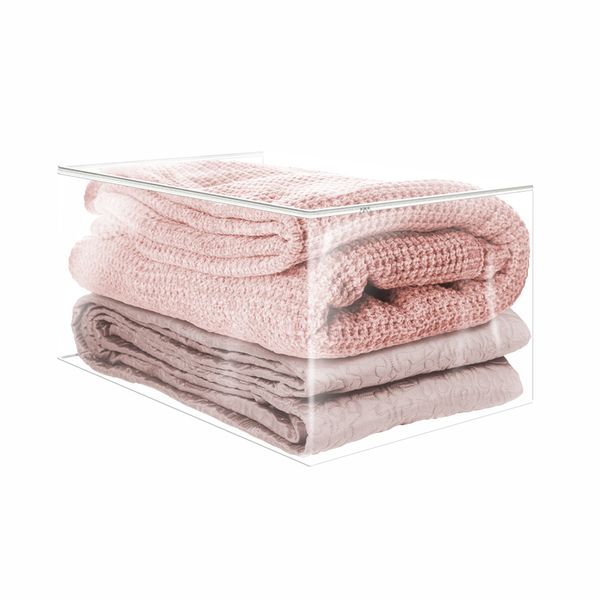 Caixa Organizadora Plast Leo em PVC Cristal Transparente Médio 50x42x27cm