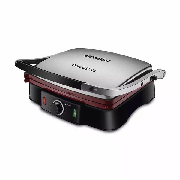 Grill Mondial Press Grill PG-02 Inox Red Ceramic Abertura 180° - 220V Grill Mondial Press Grill PG-02 Inox Red Ceramic Abertura 180° - 220V