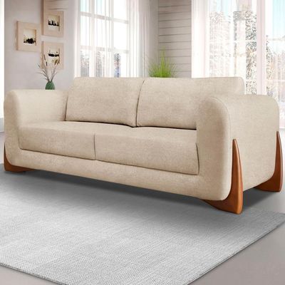 Sofa Jolie 3 Lugares 230cm Pes Boomerang Linho Boucle 3301 Ezz 3301