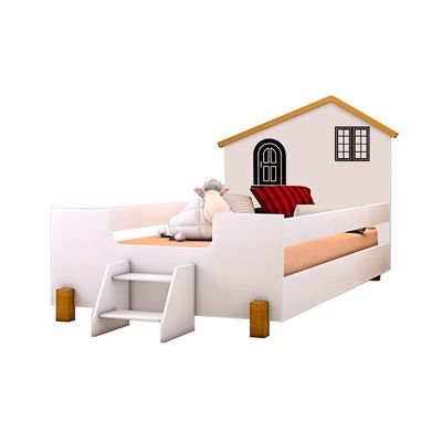 Cama Montessoriana Infantil Solteiro Belissima Preta - Branca E Mel + Colchão - Branco