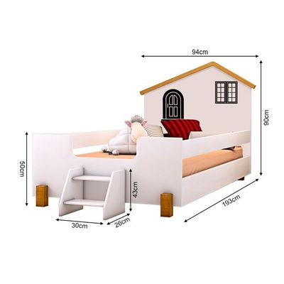 Cama Montessoriana Infantil Solteiro Belissima Preta - Branca E Mel + Colchão - Branco