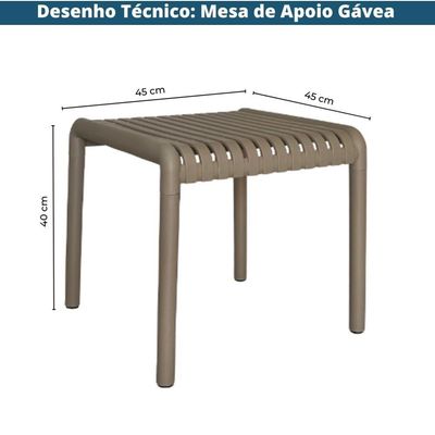 Mesa Lateral E De Apoio Quadrada Área Externa Outdoor Gávea Rivatti Polipropileno Fendi Proteção Uv