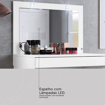 Camarim Penteadeira Com Led 1 Gaveta Atraente Branco