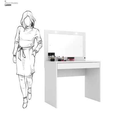 Camarim Penteadeira Com Led 1 Gaveta Atraente Branco