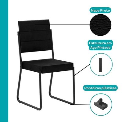 Conjunto Sala De Jantar 4 Cadeiras Dália Carraro Nogal Preto
