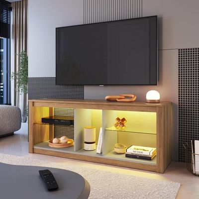 Rack Com Led 02 Prateleiras Em Vidro 136cm Mel Arenas Proddy Mel Arenas
