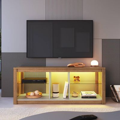 Rack Com Led 02 Prateleiras Em Vidro 136cm Mel Arenas Proddy Mel Arenas