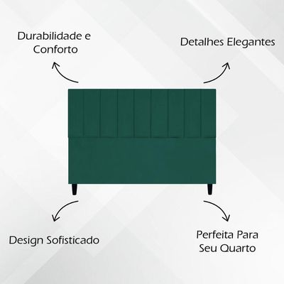 Cabeceira Decorativa Elen Para Cama King 195 Cm Suede Verde, Suede