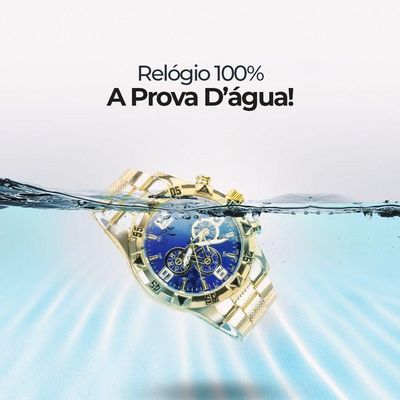 Relogio Masculino Aço Banhado Ouro + Pulseira + Crucifixo Pesado Grande Qualidade Premium Robusto