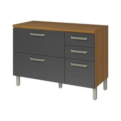Módulo Cozinha Nesher Princesa Balcão C- Tampo C- 2 Portas E 3 Gavetas 120cm Freijo-grafite-nesher