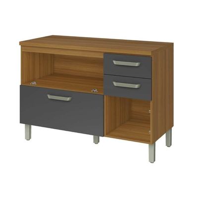 Módulo Cozinha Nesher Princesa Balcão C- Tampo C- 2 Portas E 3 Gavetas 120cm Freijo-grafite-nesher