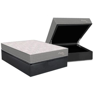 Conjunto Box Baú Casal: Colchão Espuma Orthoflex Molas Ensacadas Masterpocket Orvieto New + Base Crc Suede Gray(138x188)