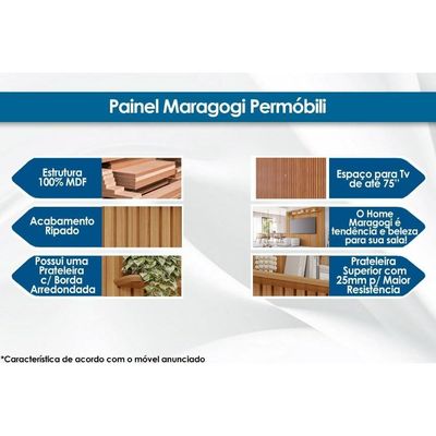 Painel Home Para Tv Até 75 Pol Maragogi Ripado Com Prateleira 230x220cm Cinamomo - Permóbili