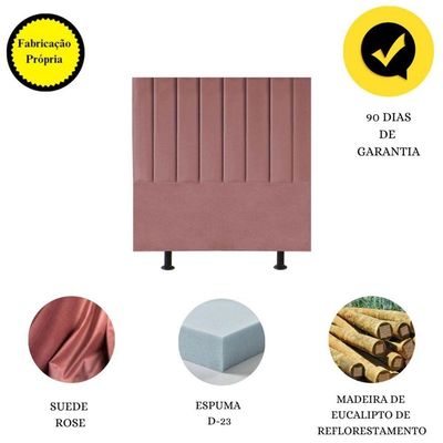 Cabeceira Estofada Cama Solteiro 90 Cm Maya Suede E Frame Cor:rosé