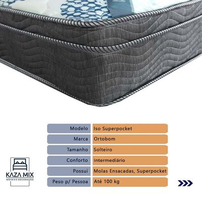 Colchão Iso Superpocket Molas Ensacadas Solteiro Ortobom