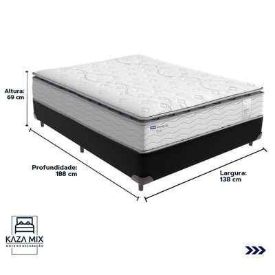 Cama Box Preto E Colchão Amsterdã Molas Ensacadas Casal Probel
