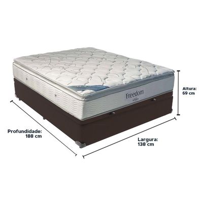 Cama Box Baú Marrom E Colchão Freedom Molas Ensacadas Casal Ortobom