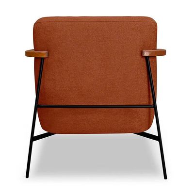 Poltrona Decorativa Eros Linho Bouclê Com Base De Ferro Preto SSX Multicoisas Marrom