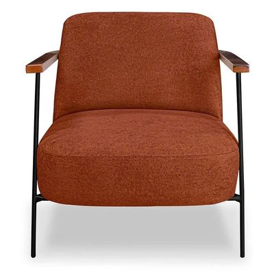 Poltrona Decorativa Eros Linho Bouclê Com Base De Ferro Preto SSX Multicoisas Marrom
