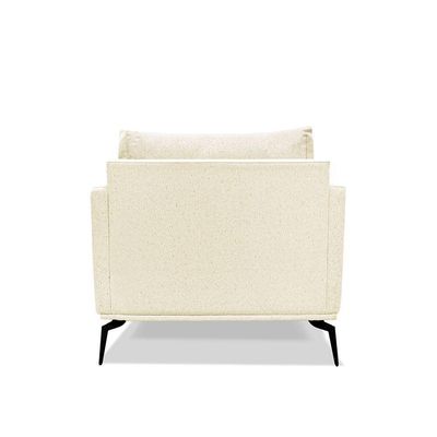 Poltrona Decorativa Livorno Linho Com Pés Em Aço SSX Multicoisas Perola