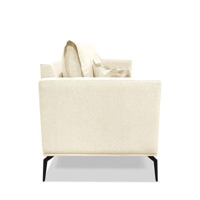 Poltrona Decorativa Livorno Linho Com Pés Em Aço SSX Multicoisas Perola
