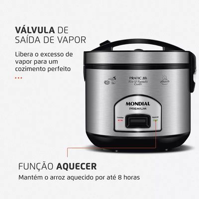 Panela Elétrica De Arroz Pe-42-10x Preto E Inox Mondial Frequência 60 Hz110V