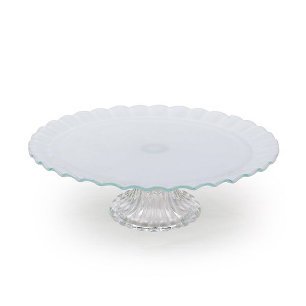 Boleira de Vidro com Pé Transparente Decorglass Redondo 28cm