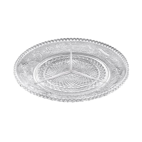 Petisqueira em Vidro Full Fit Piguet com 3 Divisórias Redondo Transparente