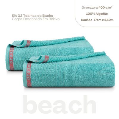 Jogo De 02 Toalhas De Banho Beach Azul