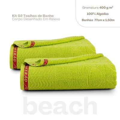 Jogo De 02 Toalhas De Banho Beach Verde