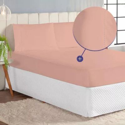 Jogo De Cama Completo Laura Com Elástico Para Colchão Casal Queen Rose