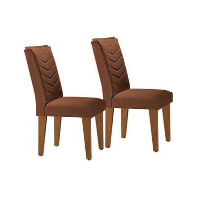 Kit 2 Cadeiras Sala Jantar Londrina 2 Un Madeira Capuccino-suede Marrom - Rufato