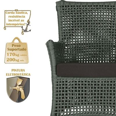Jogo Sofá 4 Poltronas E Mesa Igapó Fendi E9 Trama Original Verde