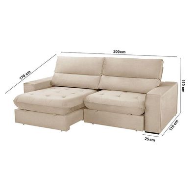 Sofá Aspem Linho 02 Módulos De 100m B25cm Meu Sofá Online A294 Linho Creme
