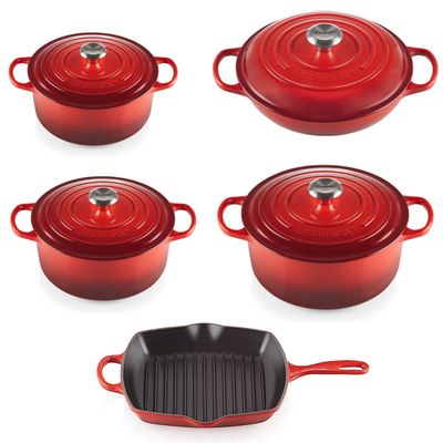 KIT DE PANELAS LE CREUSET REDONDA BUFFET GRELHA Laranja