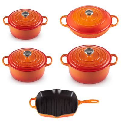 KIT DE PANELAS LE CREUSET REDONDA BUFFET GRELHA Laranja