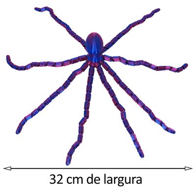 Polvo Articulado 32 cm Impressão 3d Decoração Brinquedo Bicolor Azul e Vermelho