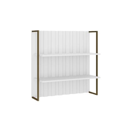 Aéreo Ripado Mdf Branco Com Prateleiras E Tubo Ouro Velho Carraro