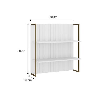 Aéreo Ripado Mdf Branco Com Prateleiras E Tubo Ouro Velho Carraro
