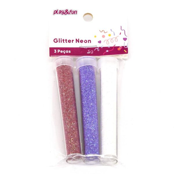 Glitter Neon Play&Fun 3 Unidades - Item Sortido