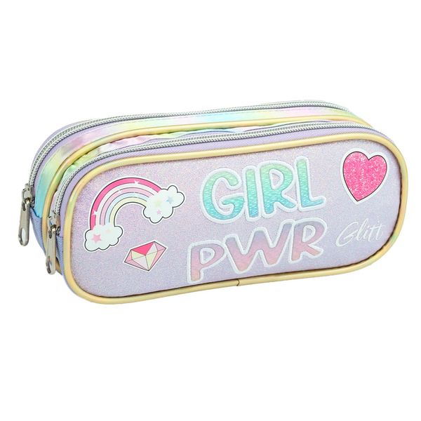 Estojo Infantil Duplo Glitter Girl Power Seanite - Item Sortido