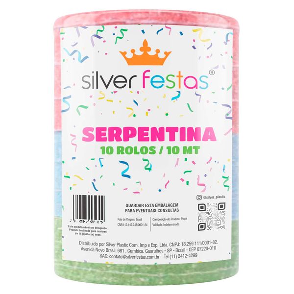 Serpentina Carnaval Silver Plastic 10m