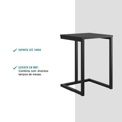 Conjunto 2 Banquetas Varanda Gourmet Tubo Preto Madeirado Preto