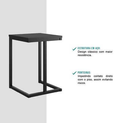 Conjunto 2 Banquetas Varanda Gourmet Tubo Preto Madeirado Preto