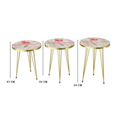 Conjunto De Mesa De Centro 4 Peças - Mármore Branco