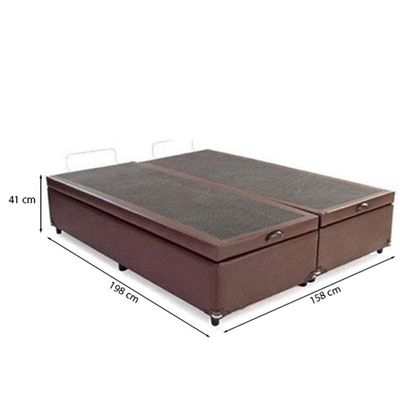 Cama Box Baú Queen 158 Bipartido Tecido Marrom Com Colchão Paris De Molas Bello Box 26x158x193