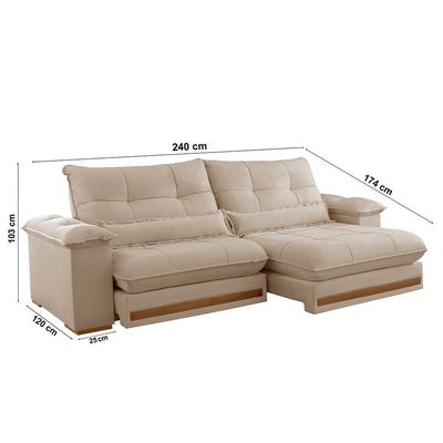 Sofá Dubai Linho 02 Módulos De 120 Cm B25 Cm Meu Sofá Online A226 Linho Bege